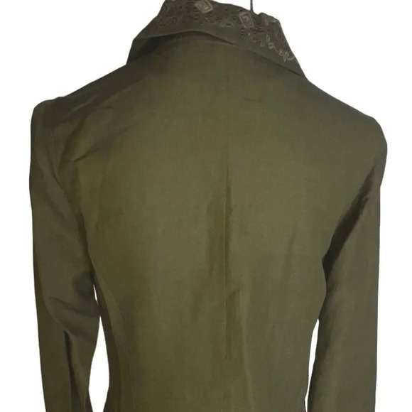 Scenario,36 duster jacket,38 elastic waist wide leg Embroidered Linen pant Suit - Picture 5 of 11